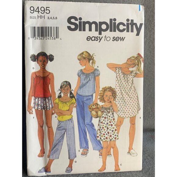 Simplicity Girl's Sleepwear Sewing Pattern Sz 3-6 9495 - Uncut - Picture 4 of 4